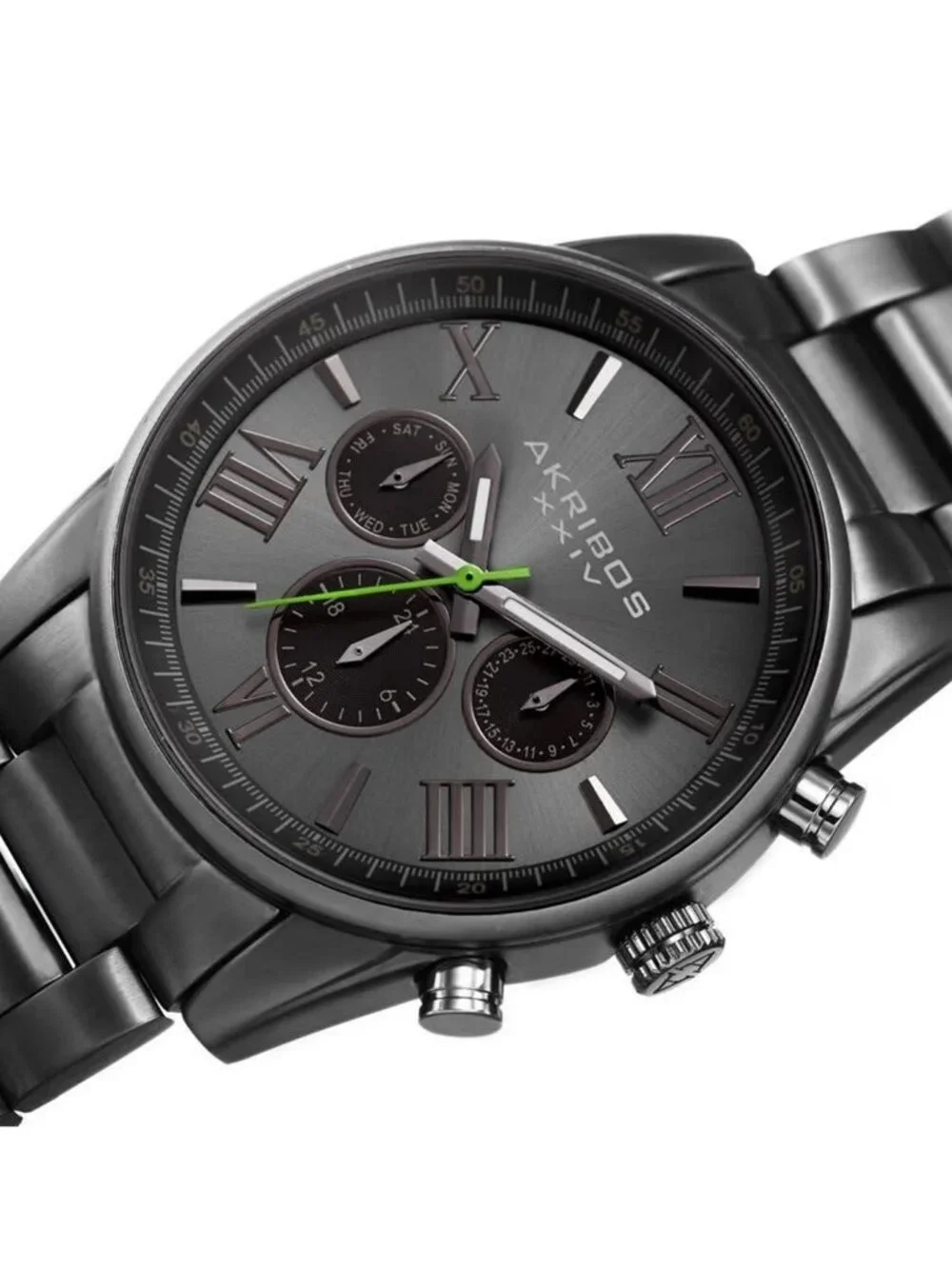 NWT Akribos XXIV Enterprise Quartz Grey Dial Men's Watch